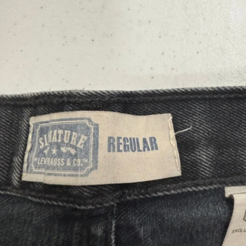 Signature by Levi Strauss & Co Mens Regular Fit Straight Leg Black Jeans 32x32